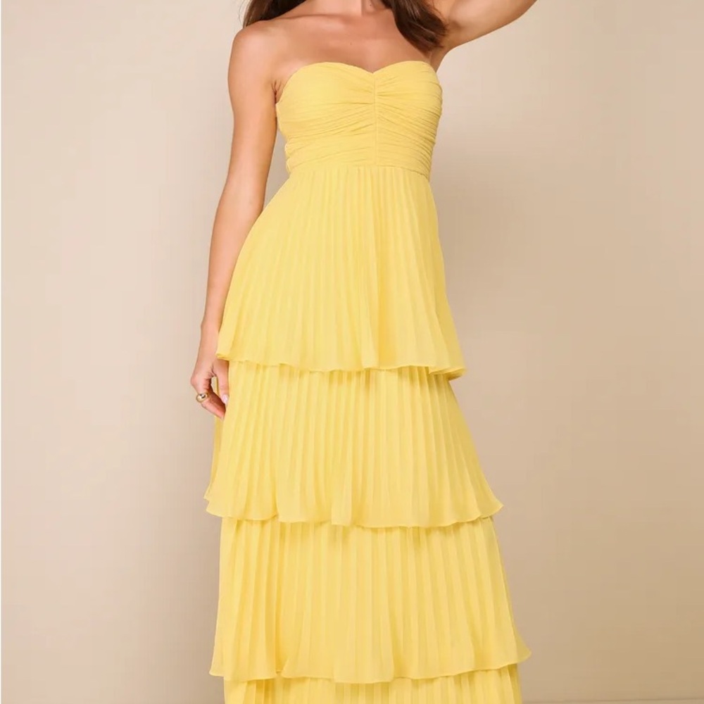 Lulu's Sunny Yellow Strapless Maxi Dress